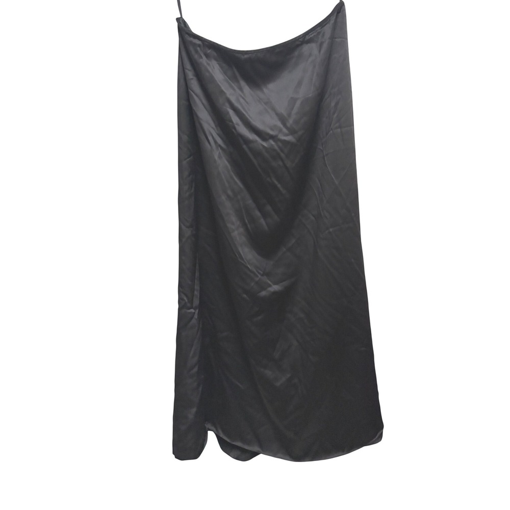 Talbots Pure Silk Minimalist Black Midi Skirt Satin Bias Cut Size 14